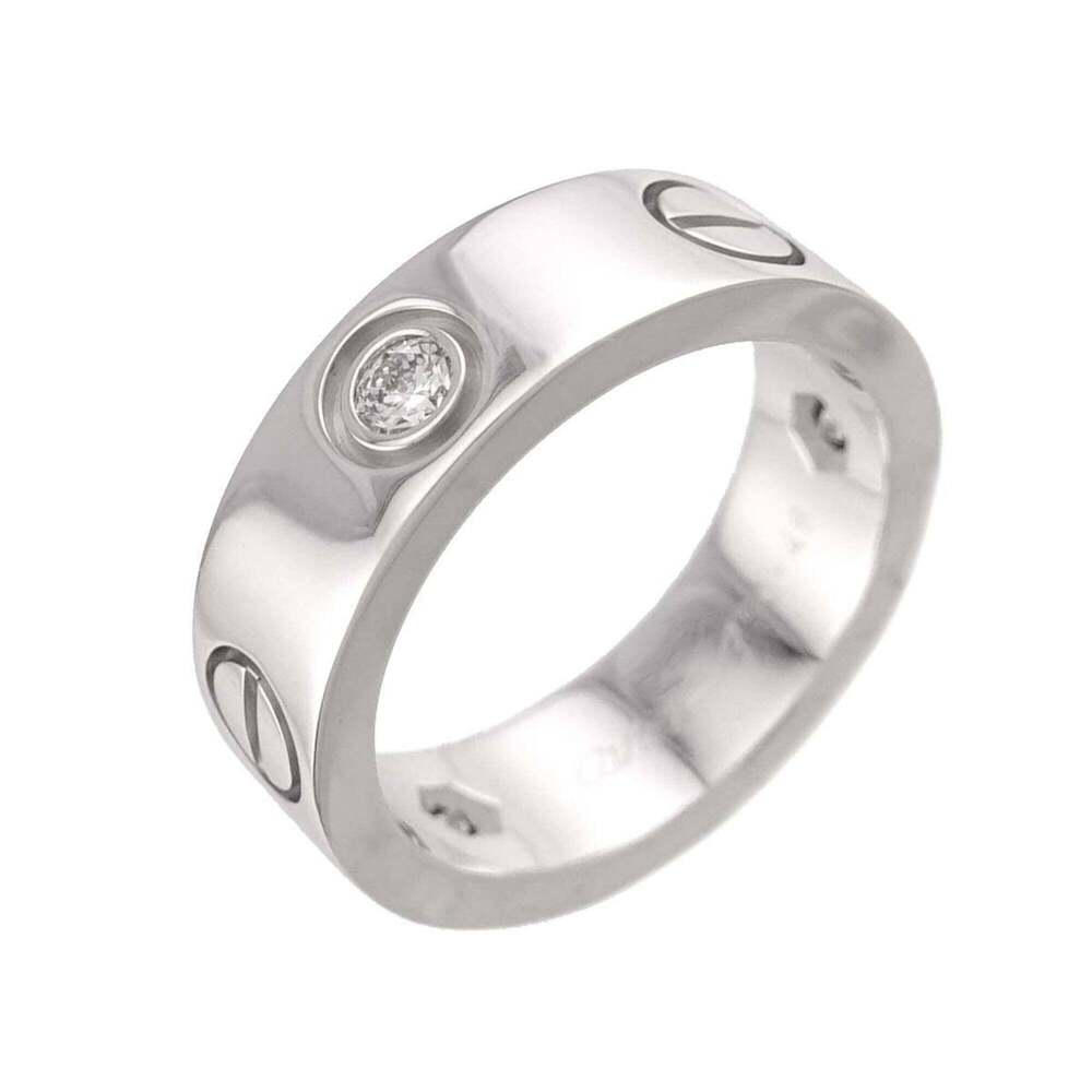 CARTIER Authentic 18k Silver Diamond Love Ring #48